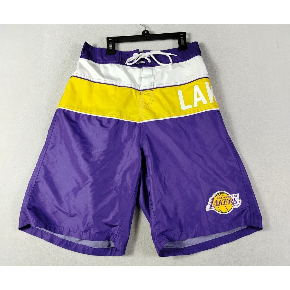 Los‎ Angeles Lakers Shorts Mens Large Purple NBA Basketball Swim Trunks G-III